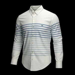 Vineyard Vines Slim Fit Whale Shirt Men's Size M White Blue Stripe Button Down